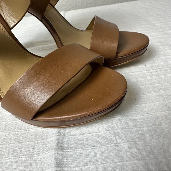 Michael Kors Brown Leather Strappy Stiletto Heels gold hardware - Picture 16 of 16